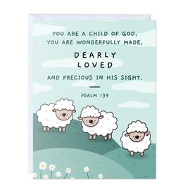 ALY LOU Easter Card, Baptism Card, Religious Bible Quote Prayer, Christian First Communion, Christening Baby Shower, Confirmation (You Are a Child of God, You are Wonderfully Made, Dearly Loved)