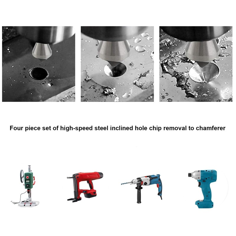 NIYATA 4Pcs Countersink Bit Set for Steel, Metal, Wood, Plastic,