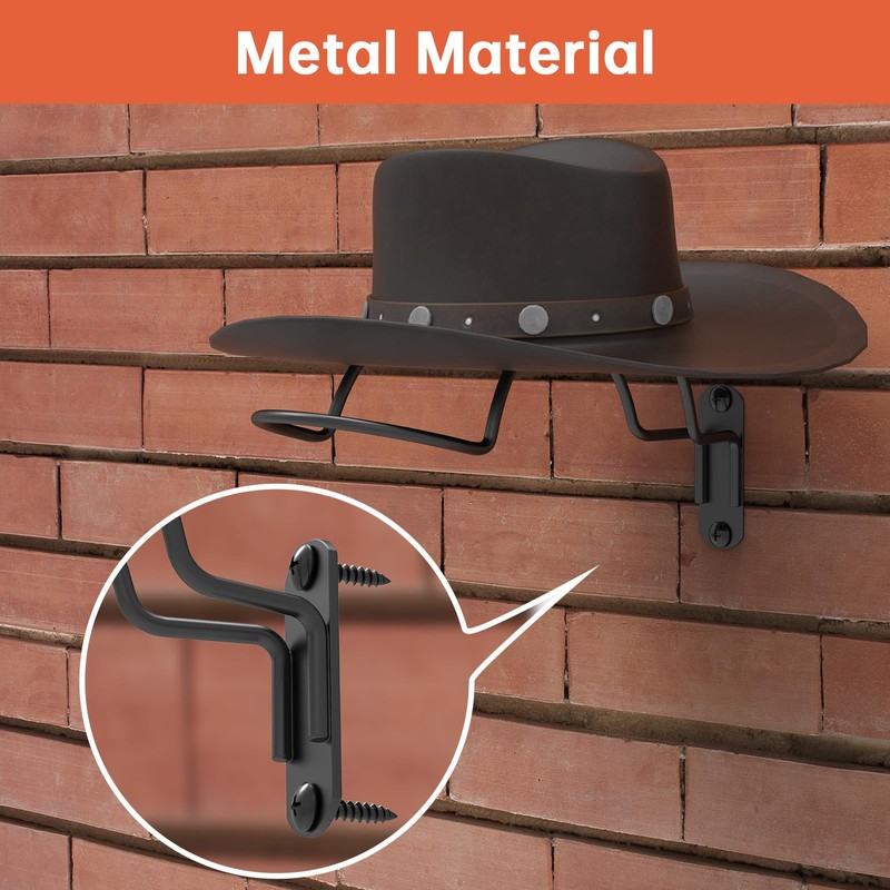 4-Pack Wall-Mounted Multi-Purpose Helmet Storage Display Rack - Durable Metal