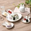 COTONOHA Japanese Ceramic Plate, Cute Rabbit-Shaped Small Dish (5.9 x