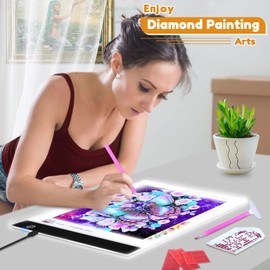Guiseapue A4 Light Board for Diamond Painting, Tracing Light Box Ultra-Thin Light Pad for Drawing, Tattoo, Weeding Vinyl, Streaming, Sketching, Animation, Stenciling, Gifts for Mom Women Girls Boys