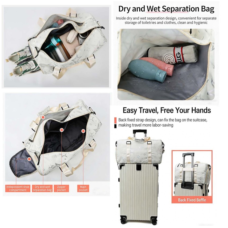 Jupkem Star Pattern Sports Duffle Bag for Women Travel Gym