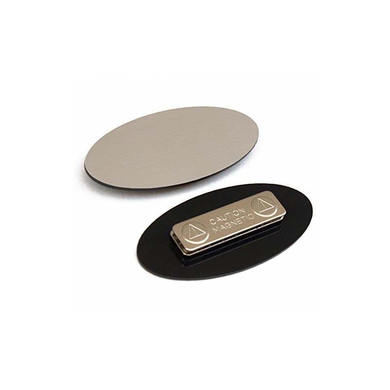 Oval Name Badge Blanks with Magnet - 10 Pack (Brushed