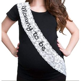 GDTO8820 CoolerthingsDG, Baby Shower Decorations White Lace Sash for Mommy to be and one Daddy to Be Tinplate Badge Combo Kit Baby Shower Party Gender Reveals Party Gifts (Blue)