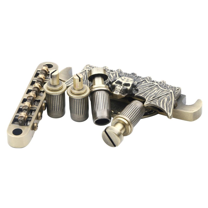 Swhmc Tune-O-Matic Bronze Bridge Tailpiece 6 String Chrome Guitar Roller