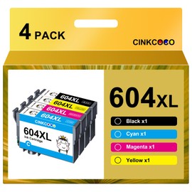 CINKCOCO 604XL Printer Cartridges Multipack Compatible with 604 Cartridges for 3200 Cartridges for 2205 3200 4200 3205 4205 Workforce WF 2930 WF 2935 WF 2910 (4 Pack)