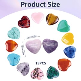 OHREN 15 Stück Herz Stein Heilung Kristall Edelsteine für Liebhaber, Liebesherz Natürliche Kristalle Steine für Meditation, Chakra, Reiki, Energieausgleich, Balancing, Valentinstag (Bunte)