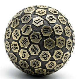 Cusdie D100 DND Metal Dice, 100 Sided Giant Metal Dice, Single D100 with Gift Box for RPGs (Ancient Bronze)