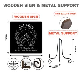 Velaris City of Starlight Desk Decor Gifts, Office Farmhouse Living Room Shelf Desk Wood Sign Decor, for Book Lover Night Court Wooden Signs Gift, 5 x 5 inches-E15