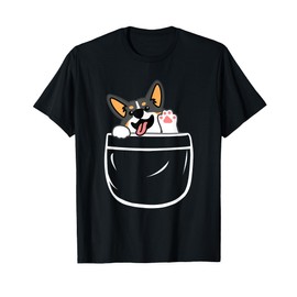 Tricolor Corgi Dog, Corgi in Pocket Design, Corgi Dog Mom T-Shirt