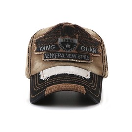 Chennuo Vintage Baseball Cap, Distressed Snapback Caps, Trucker Hat, Cotton, Leisure, Outdoor, Unisex - brown, size: 56-60