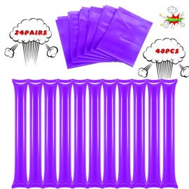 Civaner Civaner 48 Pcs Christmas Thunder Stick Team Spirit Boom Stick Cheering Stick Plastic Cheerleading Spirit Stick Clapper Inflatable Noise Maker Sports Supply(Purple)