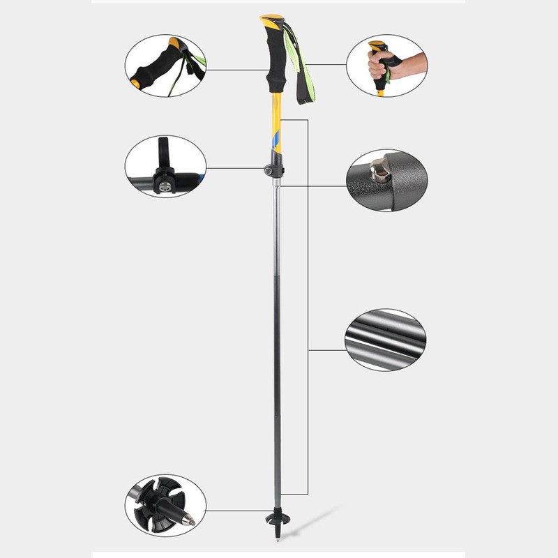 Hiking Stick Aluminum Alloy Portable Lightweight Telescopic Walking Stick for