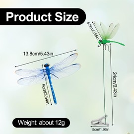 8PCS Dragonfly Clip, 3D Fake Dragonfly Dragon Fly Clip for Outdoor Indoor Garden, Dragonfly Decor for Hat, Patio and Stakes, Fly Scare Devices