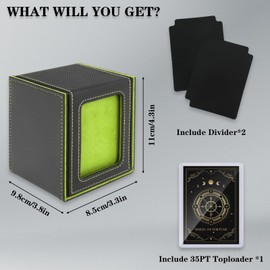 CardNovux MTG Deck Box with Commander Window Display, Trading Card Storage Box Holds 100 Double-Sleeved Cards Suitable for TCG/CCG/PTCG/EDH/Magic/Sport Cards (Green)