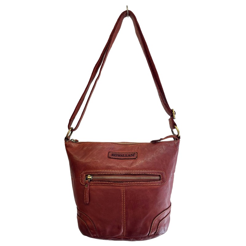 Rowallan Deep Tan Roxburgh Rustic Leather Shoulder Bucket Crossbody Small