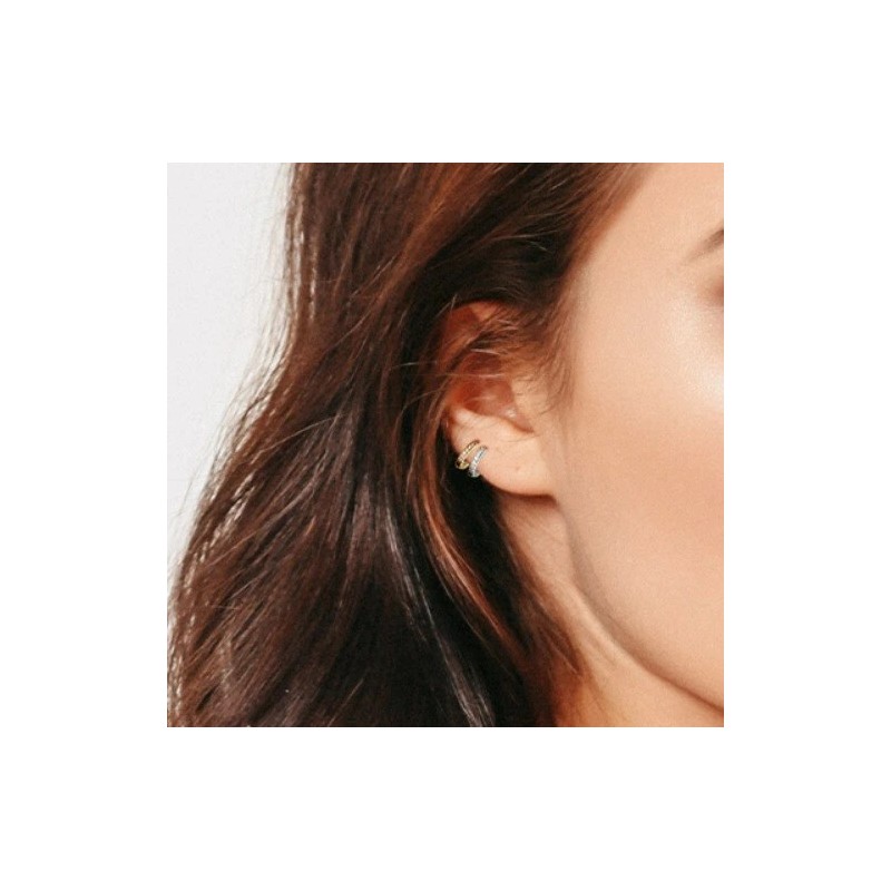 Small Hoop Earring Silver Plated Cubic Huggie Earrings For Women