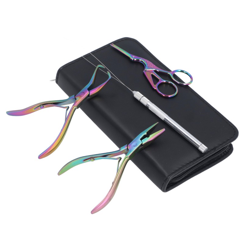4pcs Hair Extension Tools with Pliers Wire Loop Beading Hook