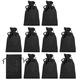 PATIKIL 6"x4" Coin Money Sacks Bag, 10 Pack Bank Deposit Change Transit Bags Cash Bag with Drawstring Currency Bags Gift Bag Style 4, Black