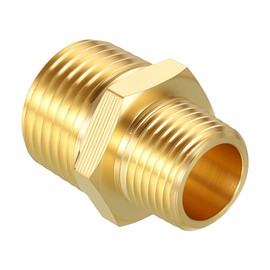 Kozelo 1pc 1/2" NPT Female to 3/8" NPT Female Solid Brass Hex Nipple Hose Connector Pipe Leak Repair Bathroom Remodeling Tool Extension Compression Female Pipe Adapter