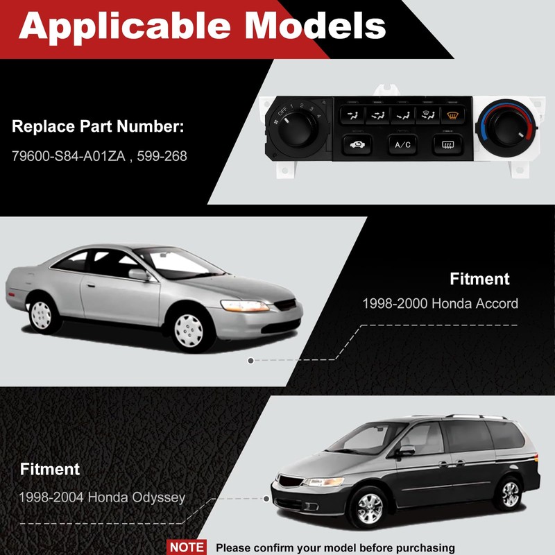 79600-S84-A01ZA A/C Heater Climate Control Switch Module Panel Compatible with