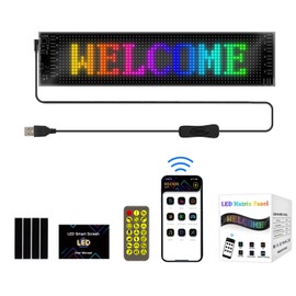 Flexible LED Scoreboard, LED Script Programmable with Bluetooth App Control, USB Powered, for Car, Truck, Shop, Bar, Graffiti, Text, Animation Display, Advertising, 37.4 x 9.2 cm (L)