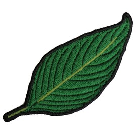 Green Leaf Patch - 3x1.25 inch. Embroidered Iron on Patch (P6180)