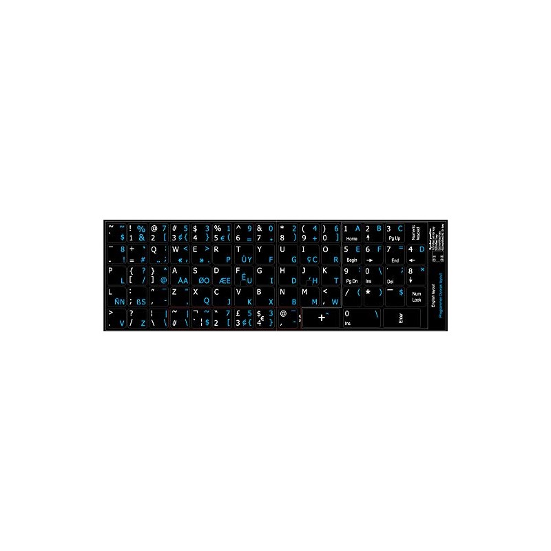 Programmer Dvorak - English New Non-Transparent Keyboard Labels Layout Black