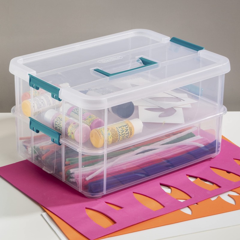 Sterilite 1427CLR Stack & Carry - 2 Layer Box, Clear