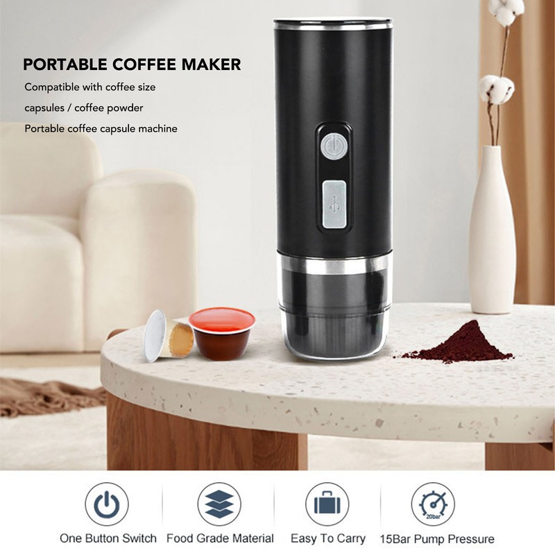Portable Coffee Maker 15bar ABS Capsules Ground Coffee Extraction Electric