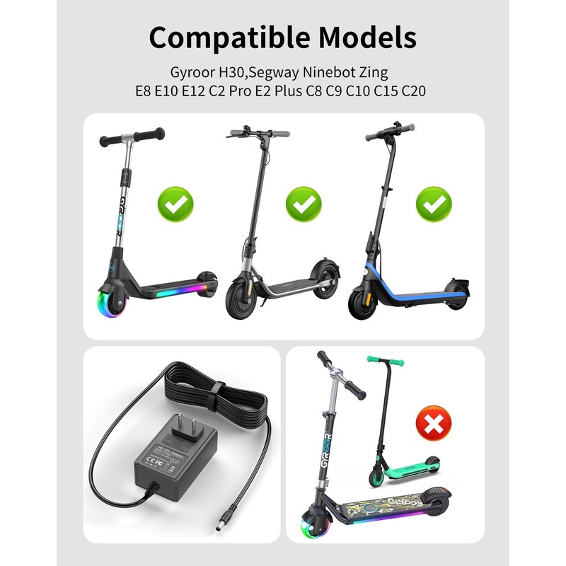 VHBW 25.2V for Ninebot Scooter Charger Compatible with Segway Ninebot