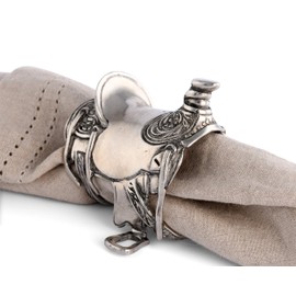 Vagabond House Pewter Cowboy Western Saddle Napkin Ring Artisan Crafted Designer Ring (Sold as Single Ring) 2.5 inch Tall