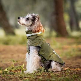BT Bear Dog Raincoat, Adjustable Waterproof Lightweight with Reflective Stripes, Dog Poncho, Raincoat for Small Dogs, Olive Green, Large