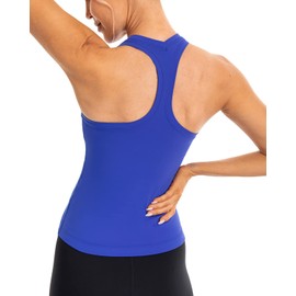 Ukaste Women's Studio Essential Racerback Yoga Workout Tank Top Waist-Length (Cerulean Blue, 4)