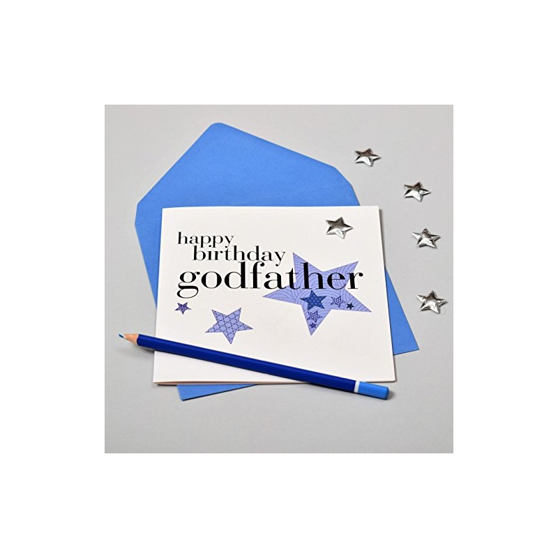 Claire Giles Hearts and Stars Happy Birthday Godfather Card,blue