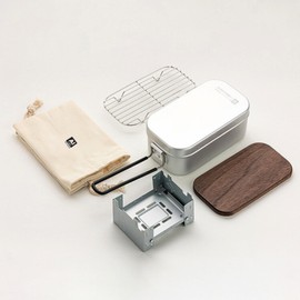 OFFWEEK Aluminum All-in-One Lunch Box Bento Box, Ultralight Portable Camping Stove Cookware Set with Storage Bag for Camping Glamping Hiking Fishing Backpacking BBQ Picnic Beach Office, OXGEN080001