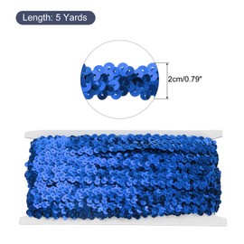 sourcing map 5 Yards 0.8 Inch Elastic Sequins Trim 2 Row Flat Sequin Strip Paillette Fabric Ribbon for Crafts DIY Fringe Sewing Costume Dress, Blue