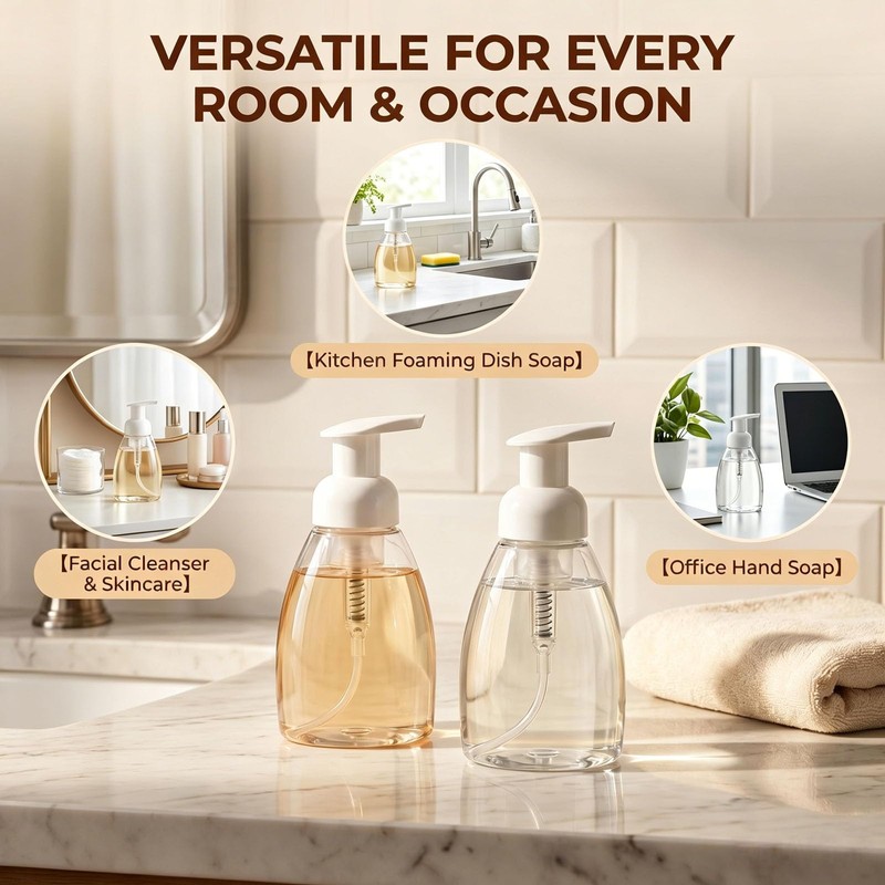 2 dispenser di sapone ovali vuoti da 250 ml, in