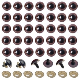 100PCS Brown Plastic Safety Eyes DIY Sewing Crafting Buttons Craft Eyes for Craft Supply Puppet Teddy Bear Stuffed Animal (24mm)