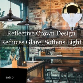 Satco LED G40 Globe Bulb 8W 100W Equivalent 2700K Warm White 90+ CRI Gold Crown Medium Base 120V Dimmable – Part S12546 (6 Pack)