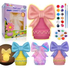 ASIOWELY Paint Your Own Ribbon Bow Lamp Kits,Arts and Crafts Supplies for Kids Toys Ages 4-6-8-12,DIY Art Night Light Painting for Girls Ages 5-10,Birthday Gifts for 3-12+ Year Old Toddler Teens Adult