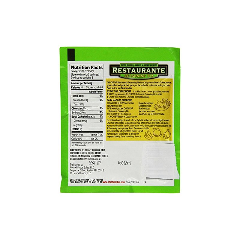 CHI-CHI'S Restaurante Seasoning Mix, Diced Onions, Garlic, and Green Chiles,