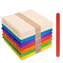 VGOODALL Pack of 400 Colourful Wooden Sticks, Wooden Ice Sticks for Crafts, Popsicle Sticks, Ice Sticks Made of Wood, Colourful, Natural Cosmetics