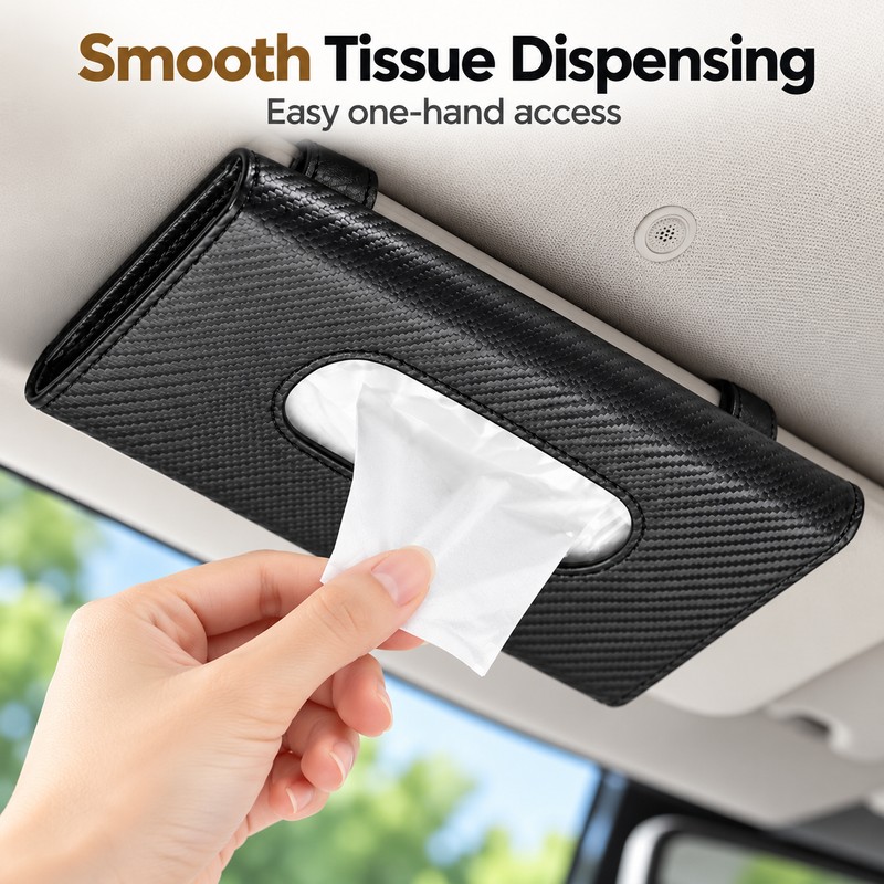 Car Sun Visor Tissue Holder for Easy Access – Microfiber