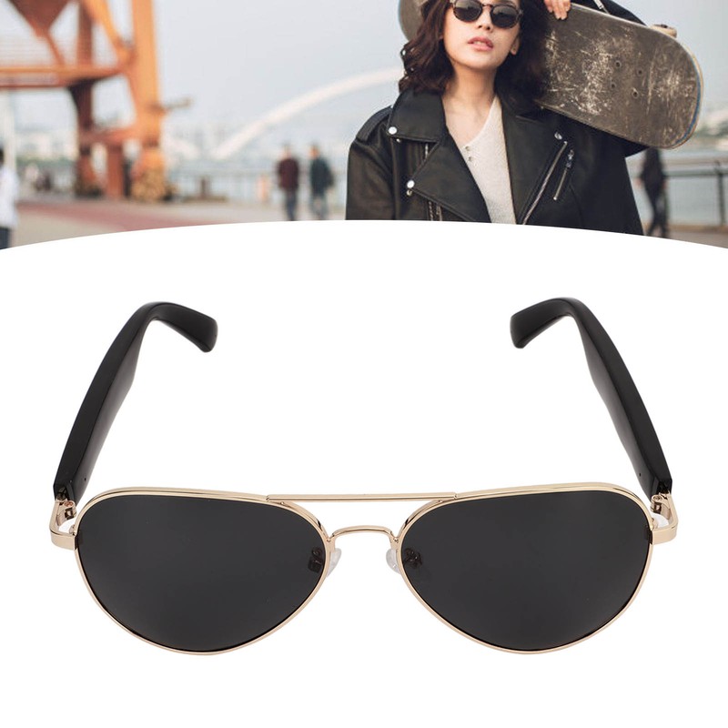 Bluetooth Sunglasses Gold Frame Smart Audio Glasses Stereo Speakers Music