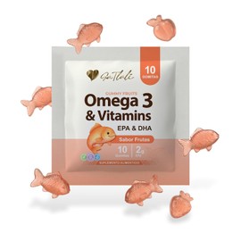 Gomitas Omega 3 EPA y DHA Ga Tlali - Suplemento con Aceite de Pescado Concentrado - 10 Gomitas - Sabor Frutos - 1200 mg por Porción - Grenetina
