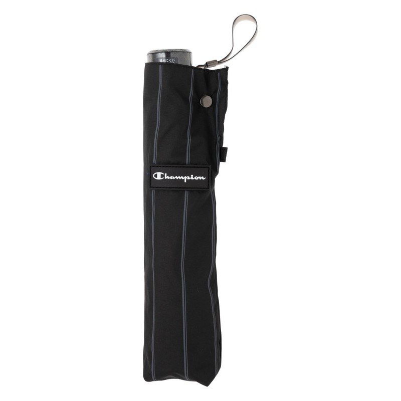 Champion CHM70MN58 Gentleman Windproof Striped Mini Folding Umbrella, Black, 22.8