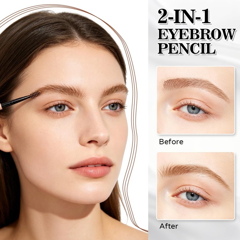 Eyebrow Pencil, 2-in-1, Microblading Eyebrow Pencil, Hair Drawing, 4D Eyebrow