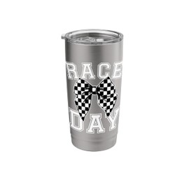 Race Day Coquette Car Racing Day Checkered Flag Race Days Stainless Steel Insulated Tumbler