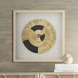 Dahlia Studios Gold Black Circle 23 1/2" Square Shadow Box Framed Wall Art